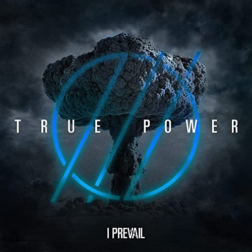 A dark mushroom cloud with a glowing blue circle and the text True Power.