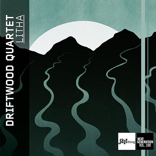 CD cover: abstract teal and black landscape with text "Driftwood Quartet.