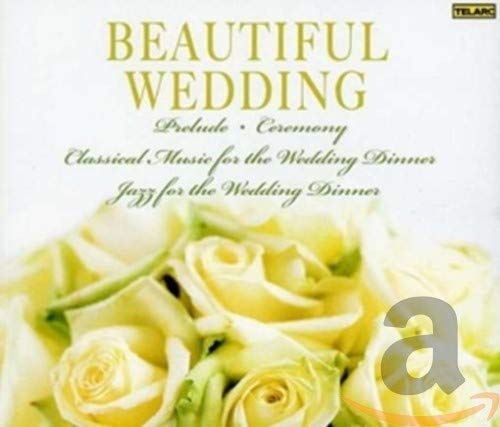 CD cover for “Beautiful Wedding” with white roses and gold text.