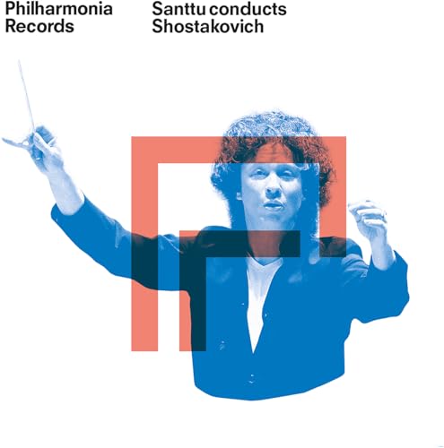 CD cover featuring conductor Santtu with red and blue graphic overlays.