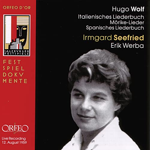 CD cover: Irmgard Seefried portrait, Hugo Wolf songs, black background.