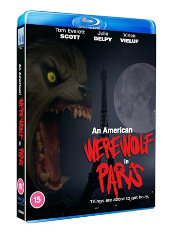 Blu-ray cover for "An American Werewolf in Paris" featuring a snarling werewolf.