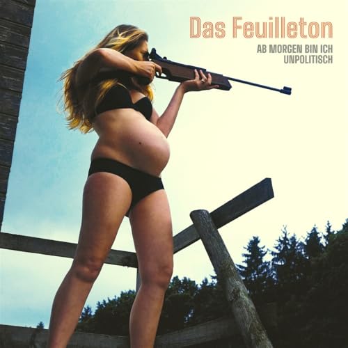 CD cover: pregnant woman aiming a rifle, dark background.