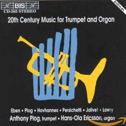 CD cover: abstract gold trumpet and blue organ pipes on black background.