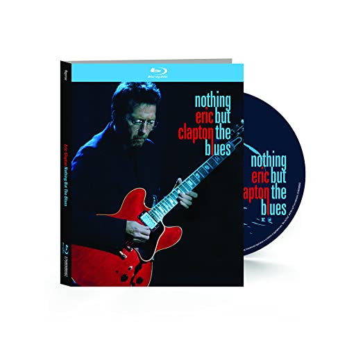 Eric Clapton playing red guitar on "Nothing But The Blues" Blu-ray case.