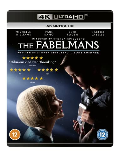 Blu-ray cover for "The Fabelmans" featuring a woman and young boy.