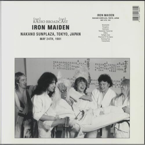 Iron Maiden album cover featuring a black and white photo of the band.