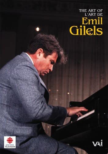Emil Gilels at a piano, DVD cover with gold lettering.
