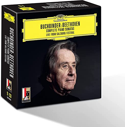 Box set cover featuring Rudolf Buchbinder with yellow Deutsche Grammophon branding on black background.