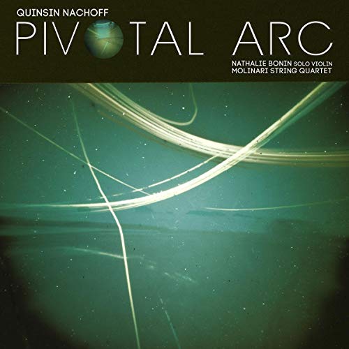 Album cover for Quinsin Nachoff’s “Pivotal Arc” featuring abstract teal swirls.