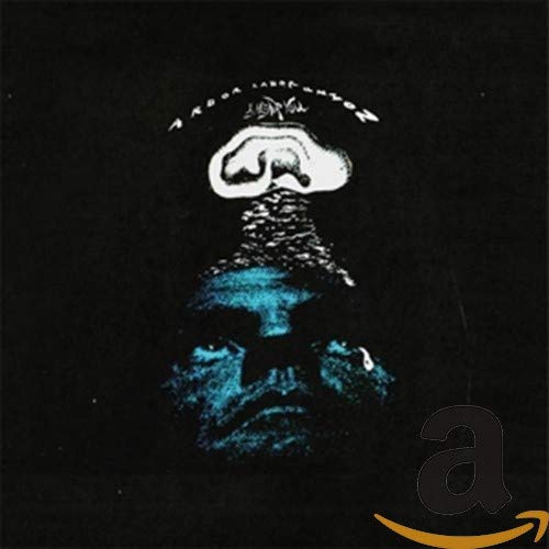 Dark album cover with abstract face and floral crown imagery.