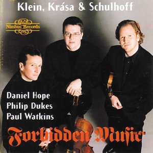 CD cover featuring three musicians with string instruments, dark background.