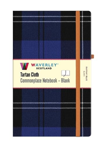 Ramsay Blue Tartan Blank Hardback Notebook: Large 21 x 13cm : Waverley Scotland Tartan Cloth Commonplace Notebook