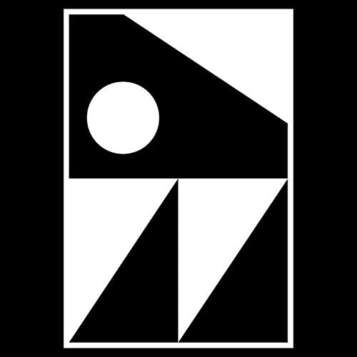 Abstract black and white album art with geometric shapes and a circle.