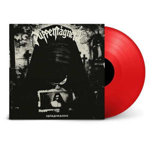 Vinyl record with red disc and cover depicting a veiled figure.