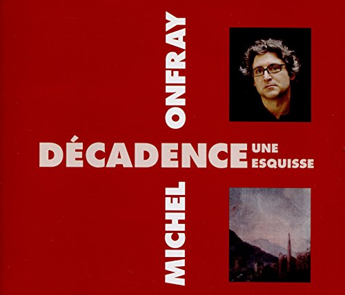 Red CD case with portrait of Michel Onfray and painting detail.