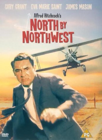 North by Northwest" DVD cover featuring Cary Grant and a biplane.