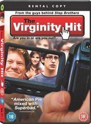 DVD cover for "The Virginity Hit" featuring actors and a camcorder.