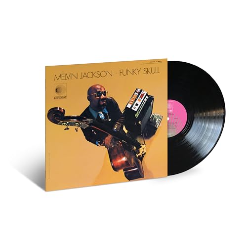 Funky Skull" vinyl record cover featuring a musician with a double bass.