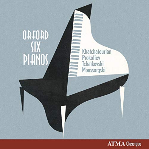 CD cover with abstract piano design and composer names listed.