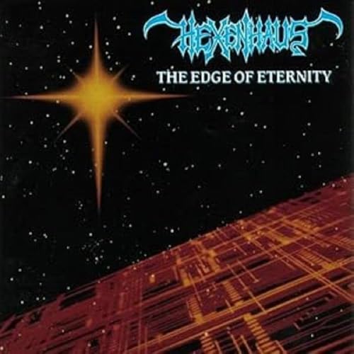 Hexenhaus album cover: starburst, futuristic grid, dark starry background.