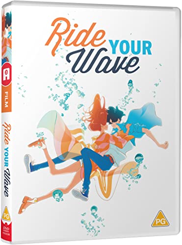 DVD cover for “Ride Your Wave” featuring illustrated couple by the ocean.