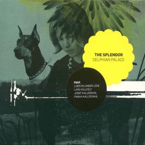 CD cover featuring a woman, dog, and yellow burst with text.