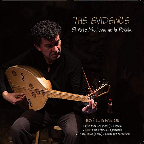 Man playing a lute-like instrument on the album cover, "The Evidence.