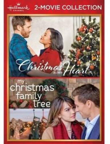 Hallmark 2-movie Christmas DVD collection with couples and decorated trees.