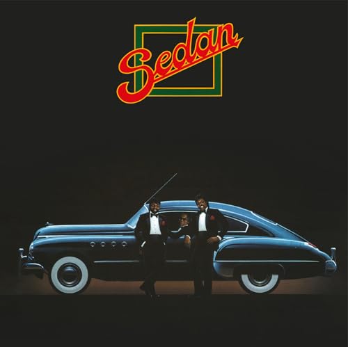 Album cover for “Sedan” featuring three men and a classic car.
