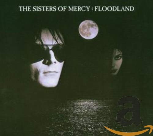 Album cover for The Sisters of Mercy’s “Floodland” with faces and moon.