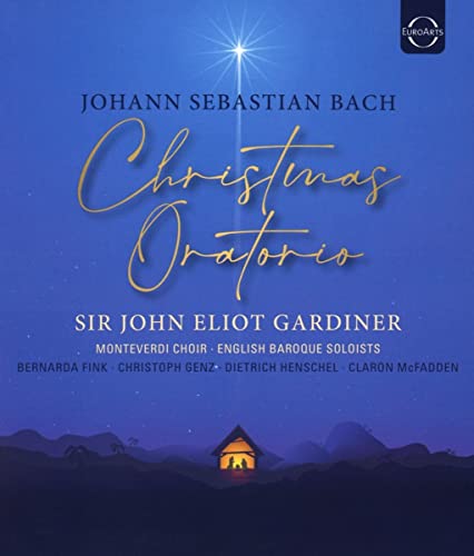 Blu-ray cover for Bach's Christmas Oratorio with a star and small house.