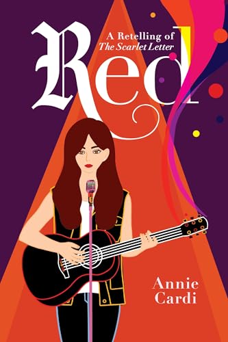 Book cover: woman with guitar, bold red lettering, modern design.