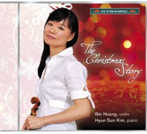 Woman with violin on CD cover for "The Christmas Story.