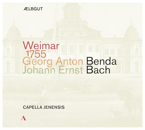 CD cover: Weimar 1755, featuring a building and composers’ names.