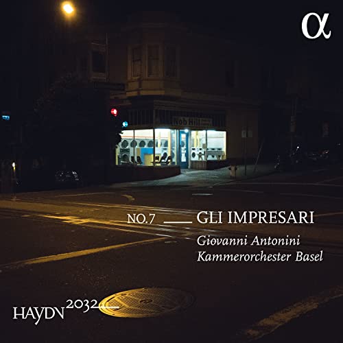 CD cover: Night street scene with text "Gli Impresari" and "Haydn 2032.