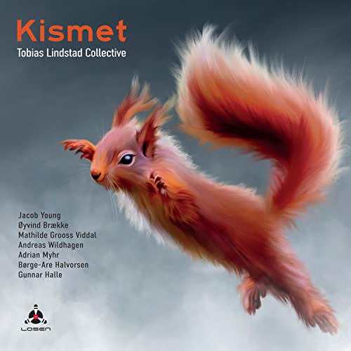 CD cover for “Kismet” featuring a red squirrel against a cloudy sky.