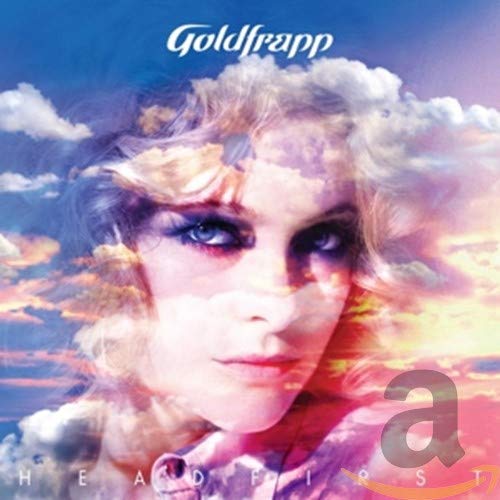 CD cover for Goldfrapp’s “Head First” featuring a woman’s face and clouds.