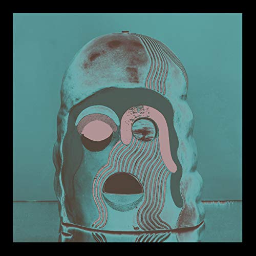CD cover: abstract teal and pink face with striped details.