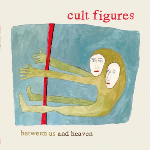 Painted figures with two faces and limbs against a blue background.