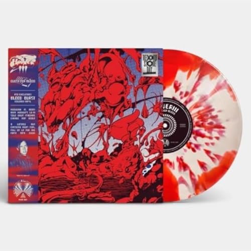 Hooveriii “Quest For Blood” vinyl record with red and white splatter effect.