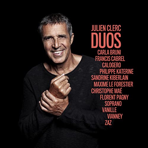 Julien Clerc album cover, “Duos”, featuring a portrait of the artist.