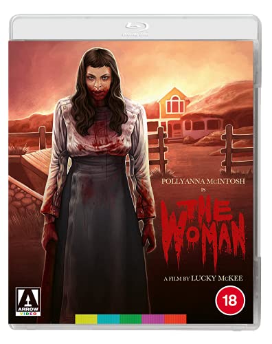 Blu-ray cover for "The Woman" featuring a bloodied woman in a rural landscape.