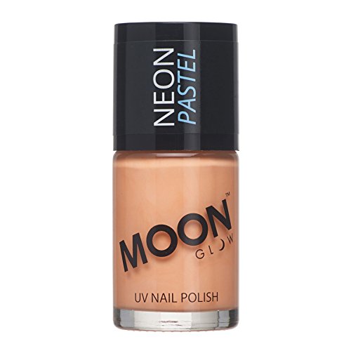 Neon UV Nail Polish by Moon Glow - Pastel Orange - Bright Neon Nail Varnish - Glows under UV - 14ml
