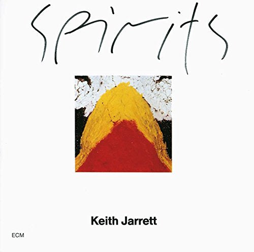CD cover for Keith Jarrett’s “Spirits” with abstract red, yellow, and white art.