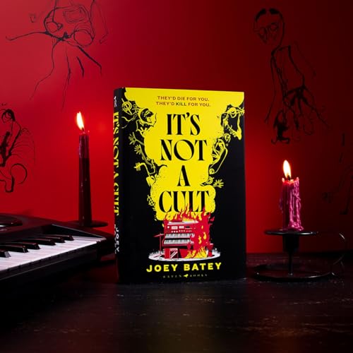 Book cover for “It’s Not a Cult” with flames and sketched figures.