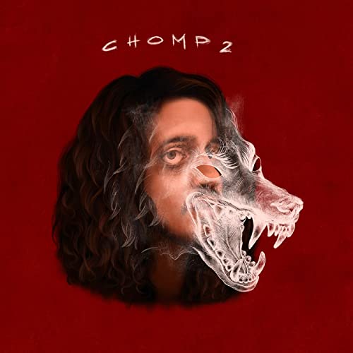 Album cover: Man’s face merging with a snarling wolf’s head on red background.