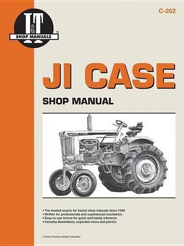 Cover of a JI Case Shop Manual featuring a black and white tractor illustration.