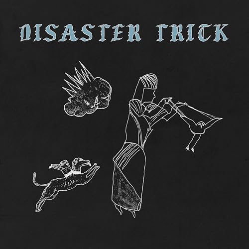 Black album cover with white line drawing of figures and animals.