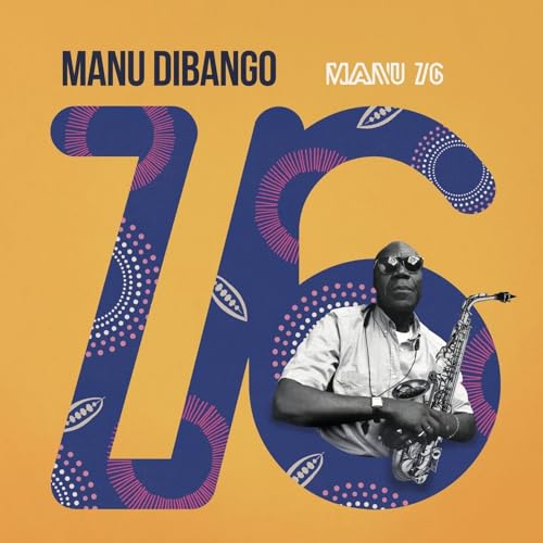 Manu Dibango album cover featuring the artist with a saxophone and bold typography.